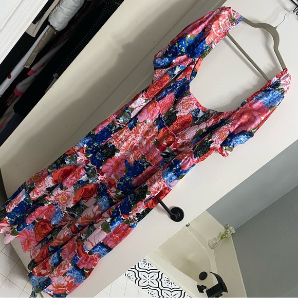 Rebdolls “You Got It Babe” Smocked Vibrant Floral Tiered Maxi Dress 5X - Picture 4 of 10